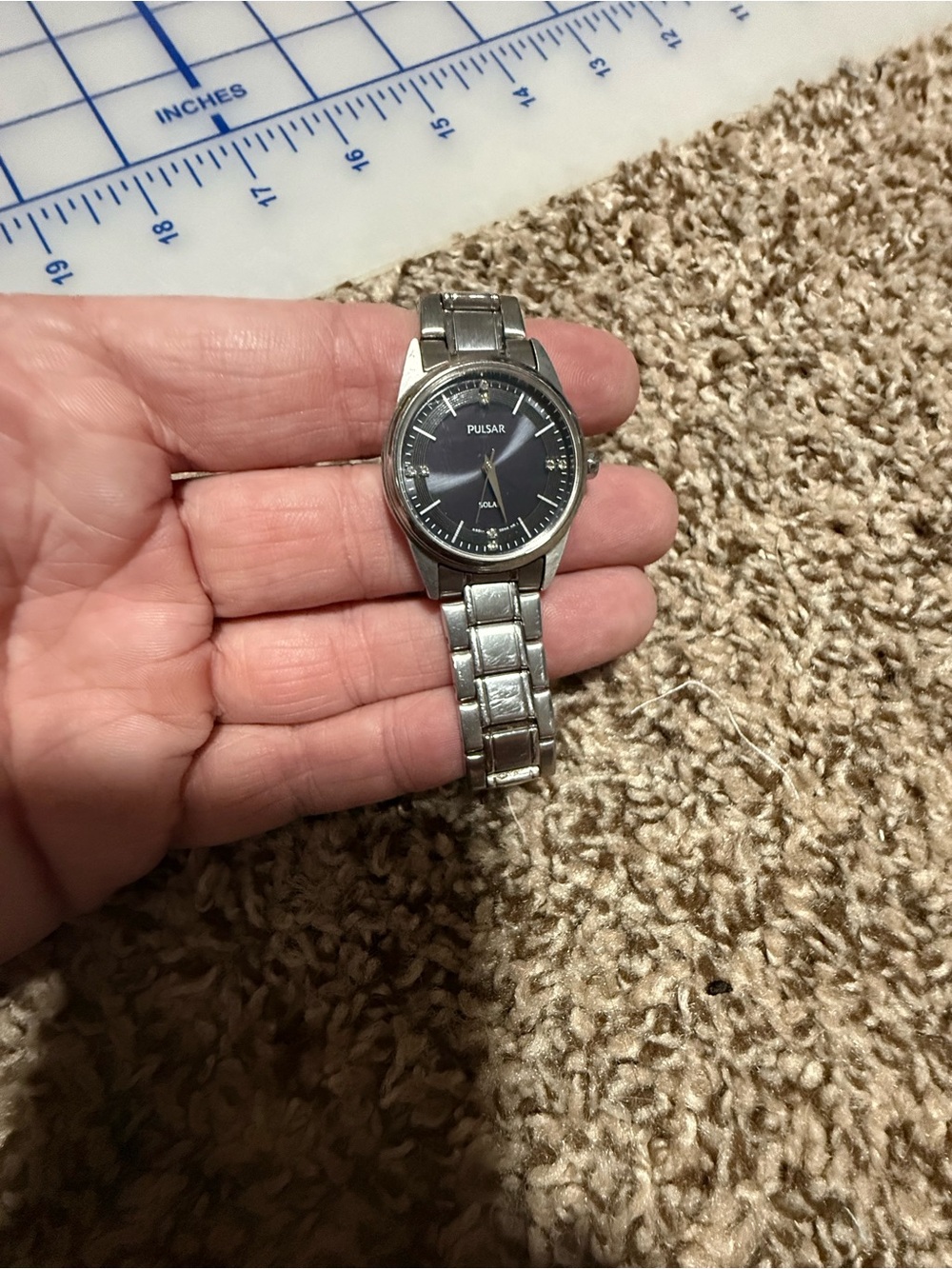 Pulsar Silver Stainless Steel Women's Watch with Black Dial